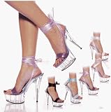 COVERGIRL-620, 6 Leather Sandals with 1 3/4 Platform and Satin Ankle Ribbon, by Pleaser USA