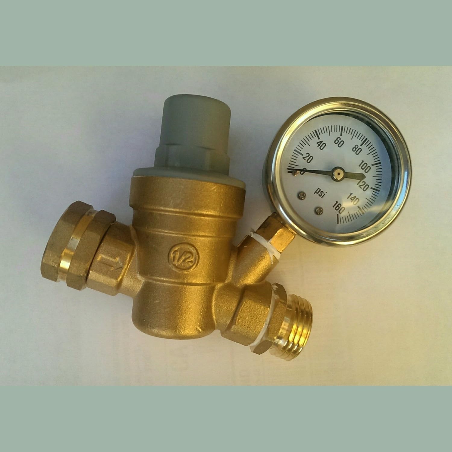 Water Pressure Regulator RV Brass Lead Free Adjustable Valve Gauge