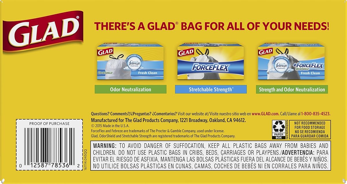 Glad Tall Kitchen Drawstring Trash Bags, 13 Gallon