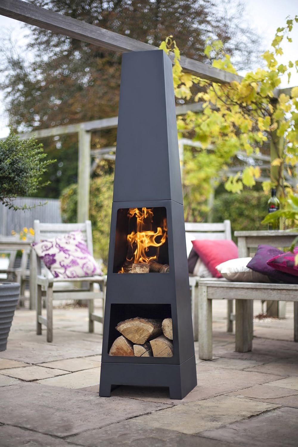 Steel Chiminea Outdoor Patio Fireplace Backyard Garden Heater Fire Pit