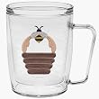 Bumble Bee & Basket 18 oz Insulated Coffee Mug, Clear