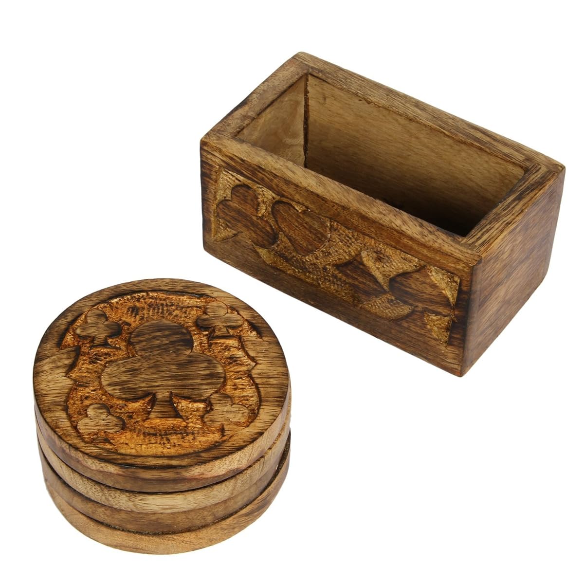 Icrafts Wooden Coasters Set of 4 Drink Coaster for Tea Cups Coffee Mugs Wine (design6)