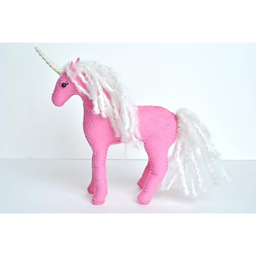 Pink Felt Stuffed Unicorn Art Toy