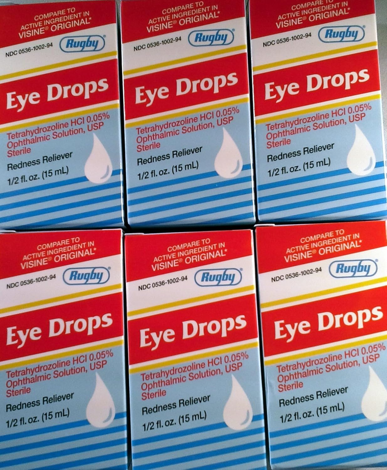 Rugby Eye Drops Generic Visine Redness Reliever Tetrahydrozoline [6 PACK] eBay
