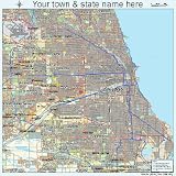 Street & Road Map of Chicago, Illinois IL - Printed poster size
wall atlas of your home town