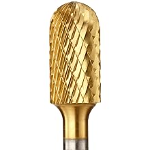 PFERD Cylindrical Carbide Bur, TiN Finish, Double Cut, Radius End