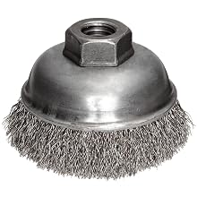 Weiler Wire Cup Brush, Threaded Hole, Stainless Steel 302, Crimped Wire