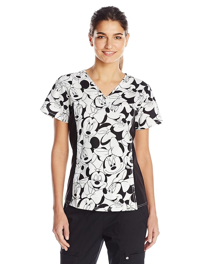 Amazon.com: Cherokee Women's V-Neck Knit Panel Top Big Minnie ...
