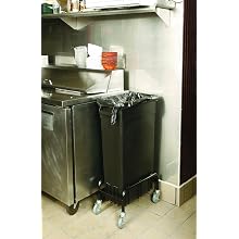 Continental H8322BK 23-Gallon Wall Hugger LLDPE Waste Receptacle with Handles, Rectangular, Black