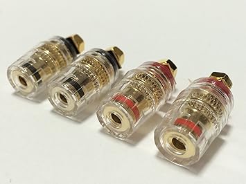 【クリックで詳細表示】選べる スピーカー ターミナル 32mm タイプ バナナ プラグ 接続 可能 (赤＋黒 2組 (4個))： スポーツ＆アウトドア