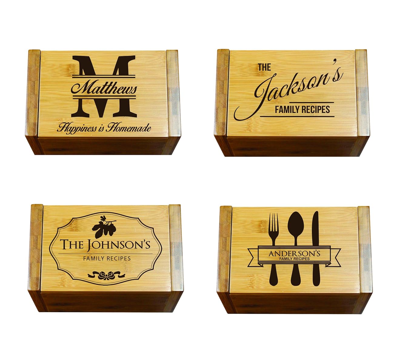 Engraved Recipe Box 4x6 Card Holder Personalized Custom Gifts For Mom