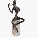 Flute Player on Rock Cast Bronze