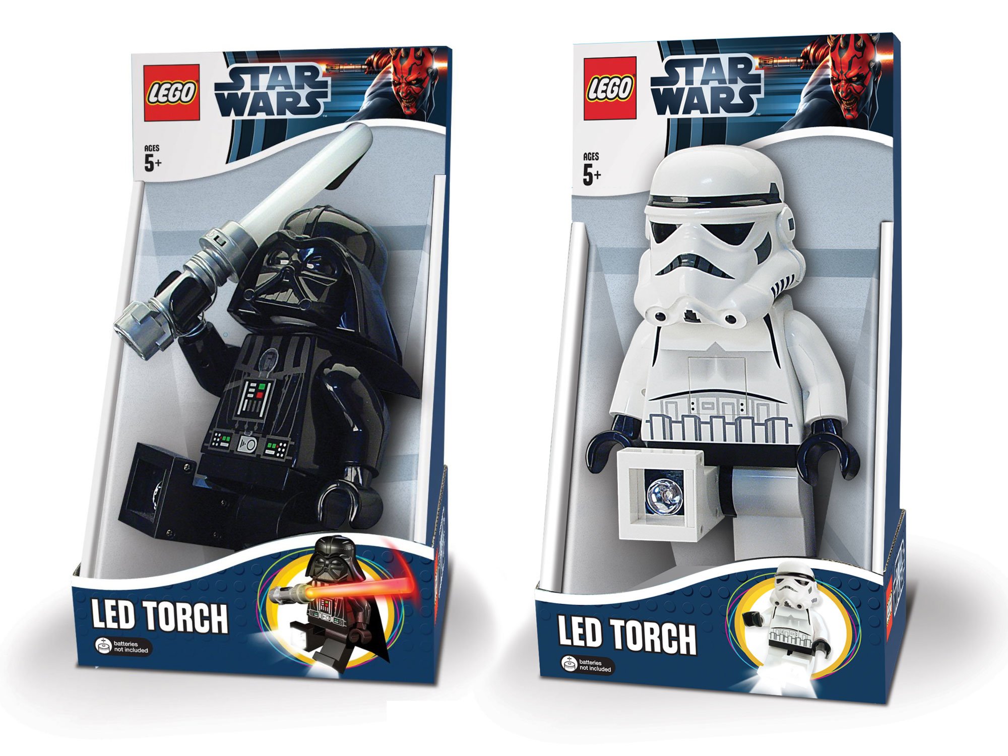Lego Star Wars Darth Vader and Stormtrooper Figures LED Flashlight