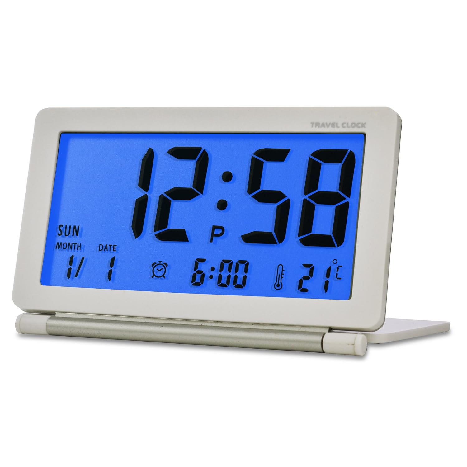 Acctim 14572 Orlean Compact Travel Folding Alarm Clock, White, LCD EL Backlight eBay