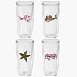 Ocean Fish 16 oz Insulated Beverage Tumblers Set, Clear (4 designs)