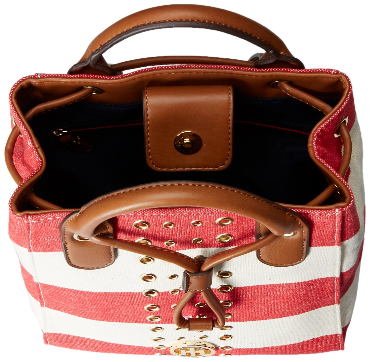 Tommy Hilfiger Eyelet Drawstring Backpack, Red/Natural, One Size eBay