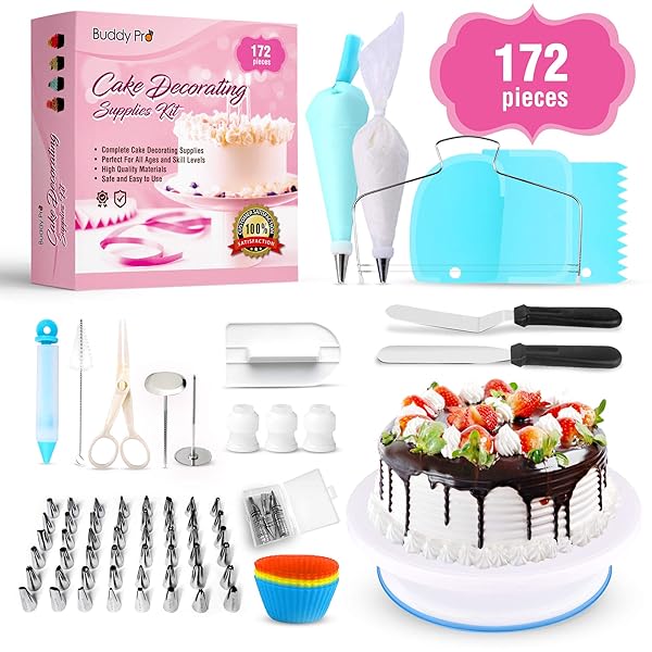 Buddy Pro Cake Decorating Supplies 172 Pieces Baking Supplies Kit