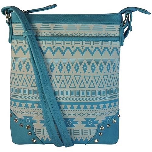 Aztec Print Cross Body Studded Bag Hipster Style Purse