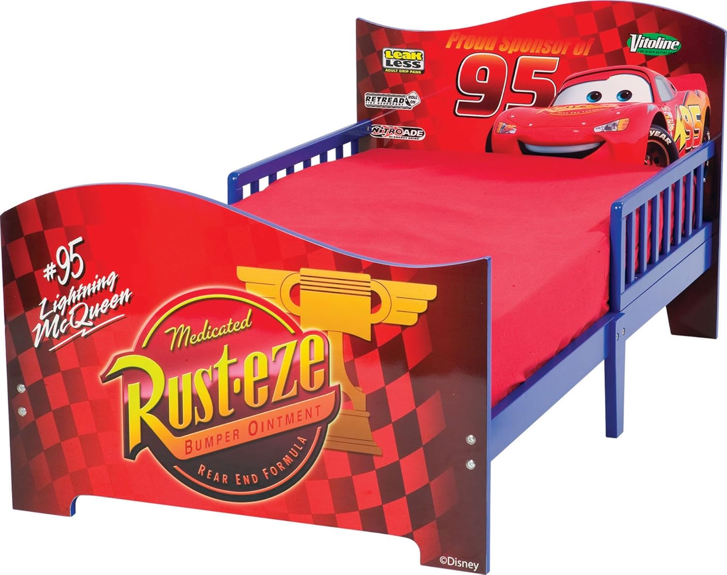 Disney Pixar Cars Wooden Toddler Bed with Safe Sleep Rails