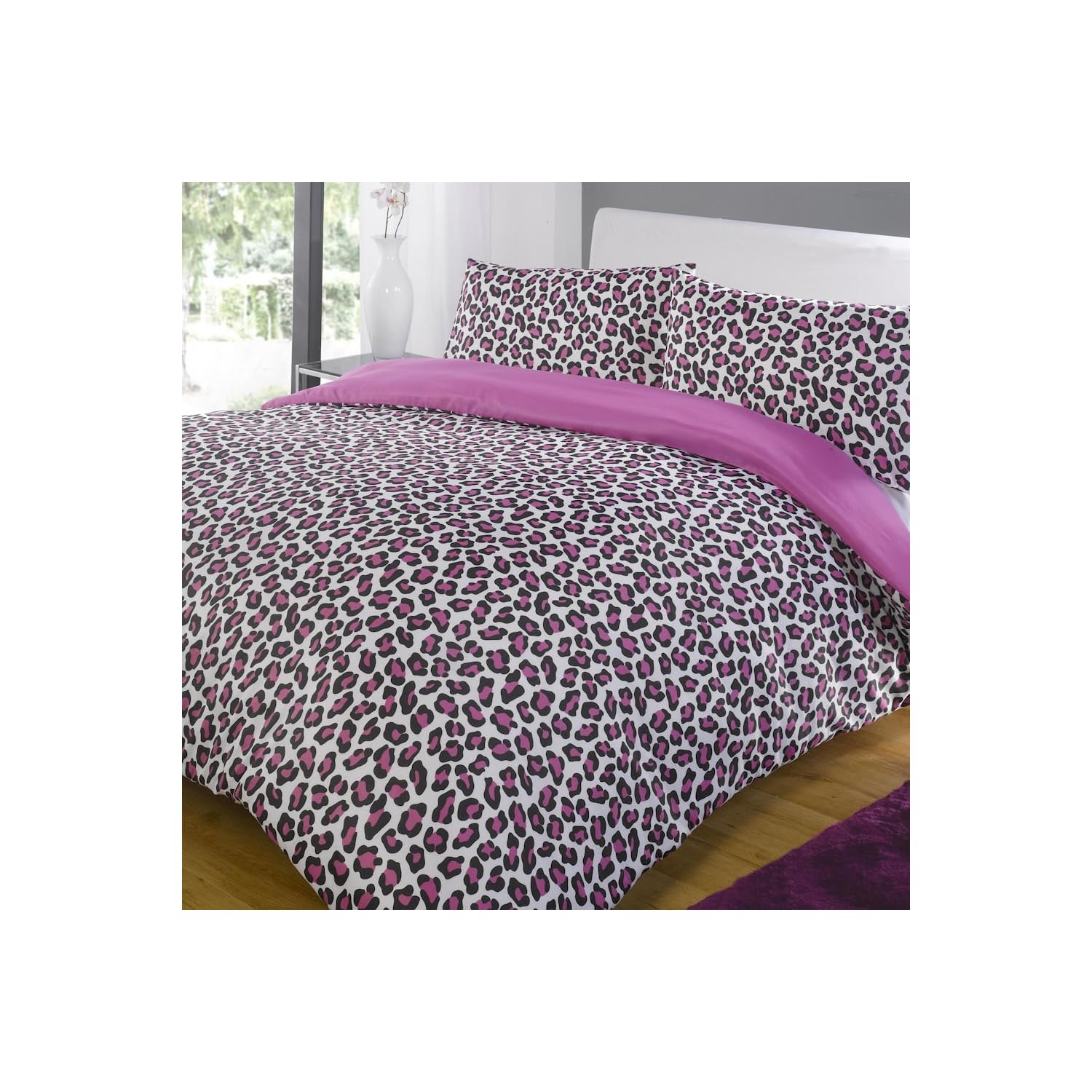 Leopard Print Pink Black Duvet Cover Quilt Covet Set In King Size eBay