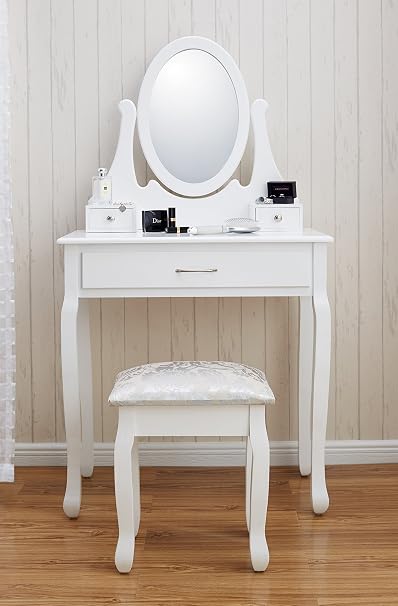 New Amalfi AGTC0009 Dressing Table Mirror Stool Set Shabby Chic Vanity Bedroom Dresser