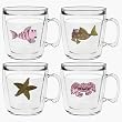 Ocean Fish 12 oz Insulated Coffee Mug Set, Clear (4 designs)