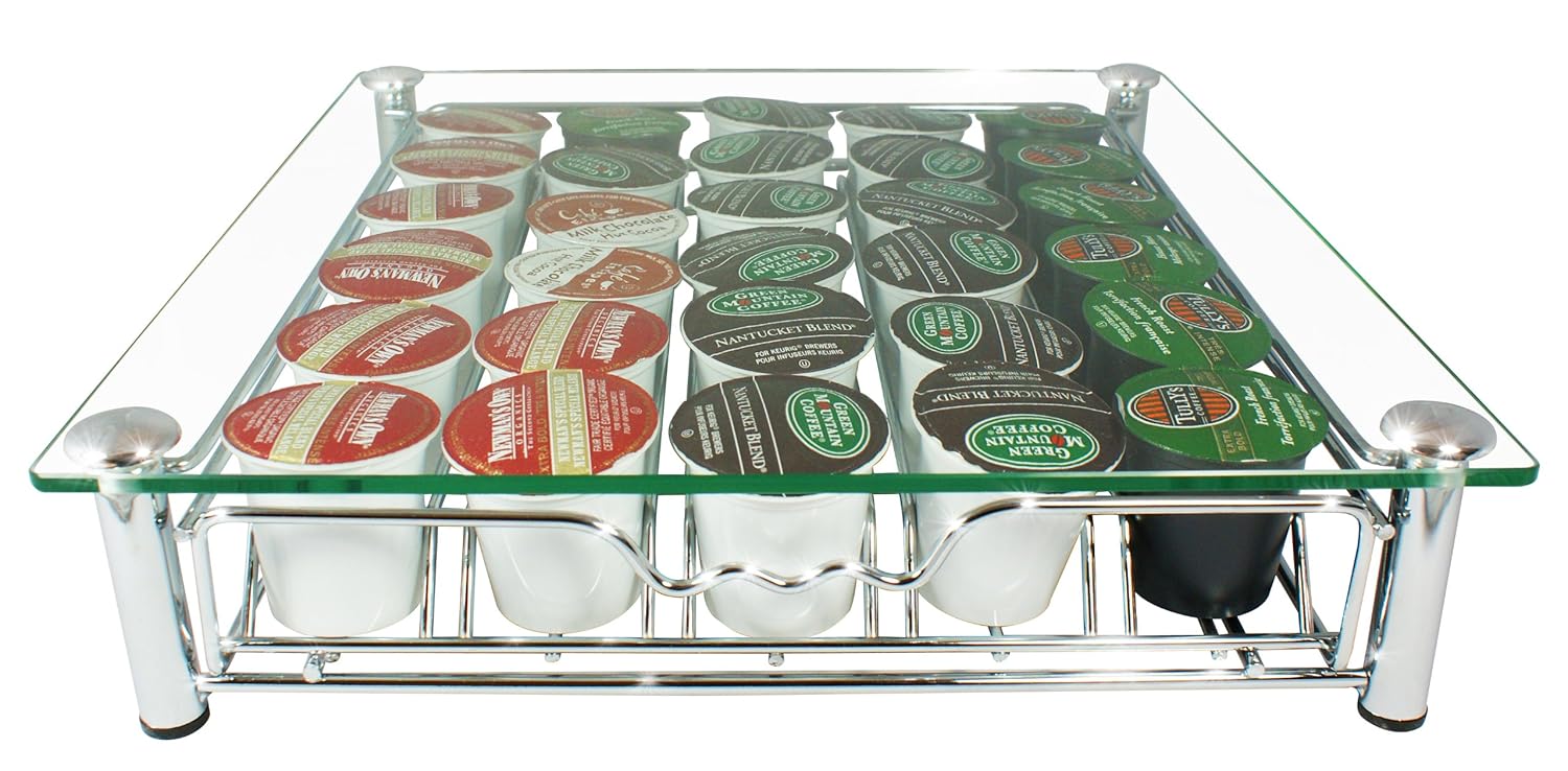 NEW DecoBros Crystal Glass Coffee Storage Drawer Holder for Keurig K