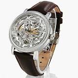 Auguste Galan MECCANIX HSTS Mens Mechanical Skeleton Watch with Brown Strap. Model: AG-0818