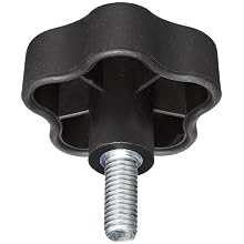 DimcoGray Black Thermoplastic 5 Lobe Fluted Soft Feel Knob Female, Zinc Stud: 3/8-16" Thread x 1" Depth, 2-3/8" Diameter x 1-5/8" Height x 3/4" Hub Dia x 11/16" Hub Length (Pack of 10)