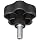 DimcoGray Black Thermoplastic 5 Lobe Fluted Soft Feel Knob Female, Zinc Stud: 3/8-16" Thread x 1" Depth, 2-3/8" Diameter x 1-5/8" Height x 3/4" Hub Dia x 11/16" Hub Length (Pack of 10)