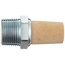 Parker EM100 EM Series Sintered Bronze Muffler/Filter, 1" NPT Male, 1-5/16" Hex Size, 250 psi