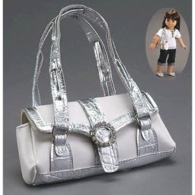 Silver and White Shoulder Bag with Rhinestone Buckle Made for 18 American Girl Dolls by Carpatina LLC - Girlfriends Collection %C2%A8
