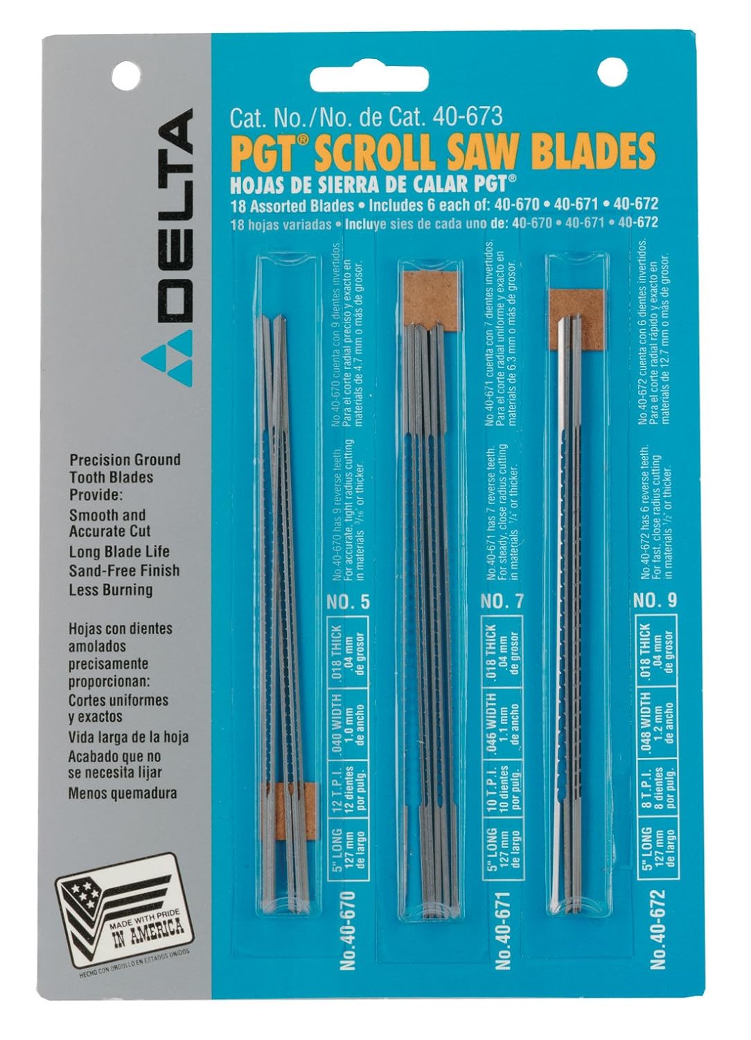 DELTA 40 673 Package of 18 Assorted PGT Scroll Saw Blades Holiday Deals