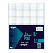 TOPS Quadrille Pad, 8.5 x 11 Inch, 8 Squares per Inch, 50 Sheets, White (33180)
