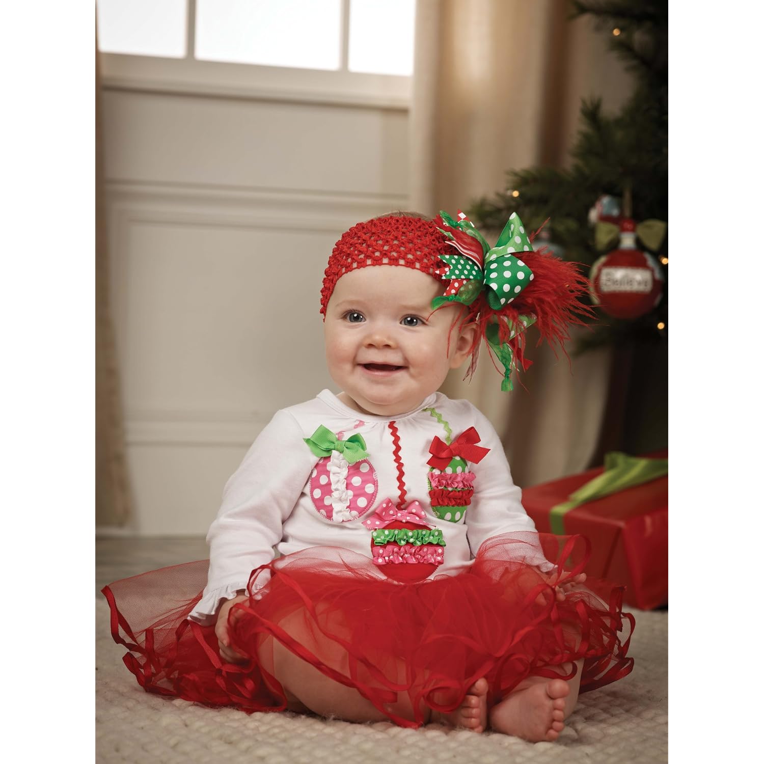 Newborn or Baby Girls Tutu Dress with Ornament Appliques