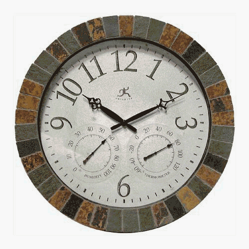 Infinity Instruments The Inca - In/Outdoor Clock with Slate Mosaic Border