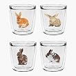 Rabbits 12 oz Double-Old-Fashioned Insulated Beverage Tumblers Set, Clear (4 designs)