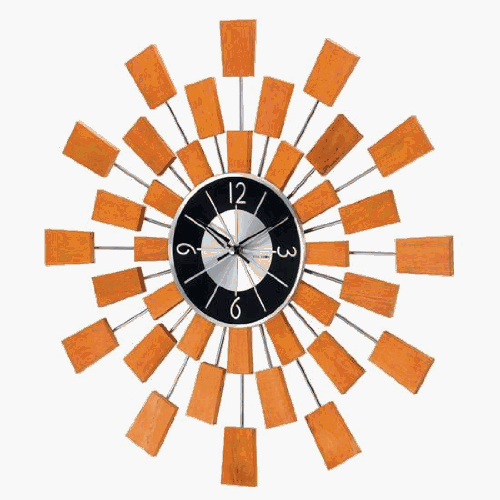 George Nelson Wooden Pixels Sunray Starburst Wall Clock