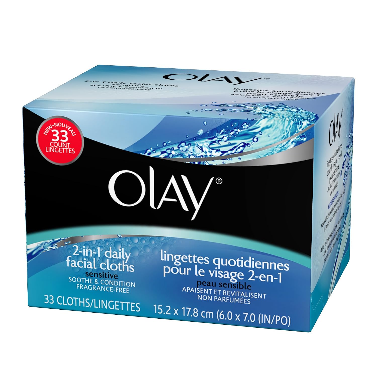 Olay Sensitive 4-In-1 Daily Facial Cloths, 33 Count