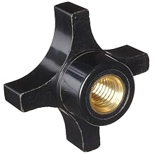 DimcoGray Black Phenolic 4 Prong Knob Female, Brass Insert 1/2-13" x 5/8" Depth, 2-1/4" Diameter x 1-1/8" Height x 1" Hub Dia, 9/16" Hub Length (Pack of 10)