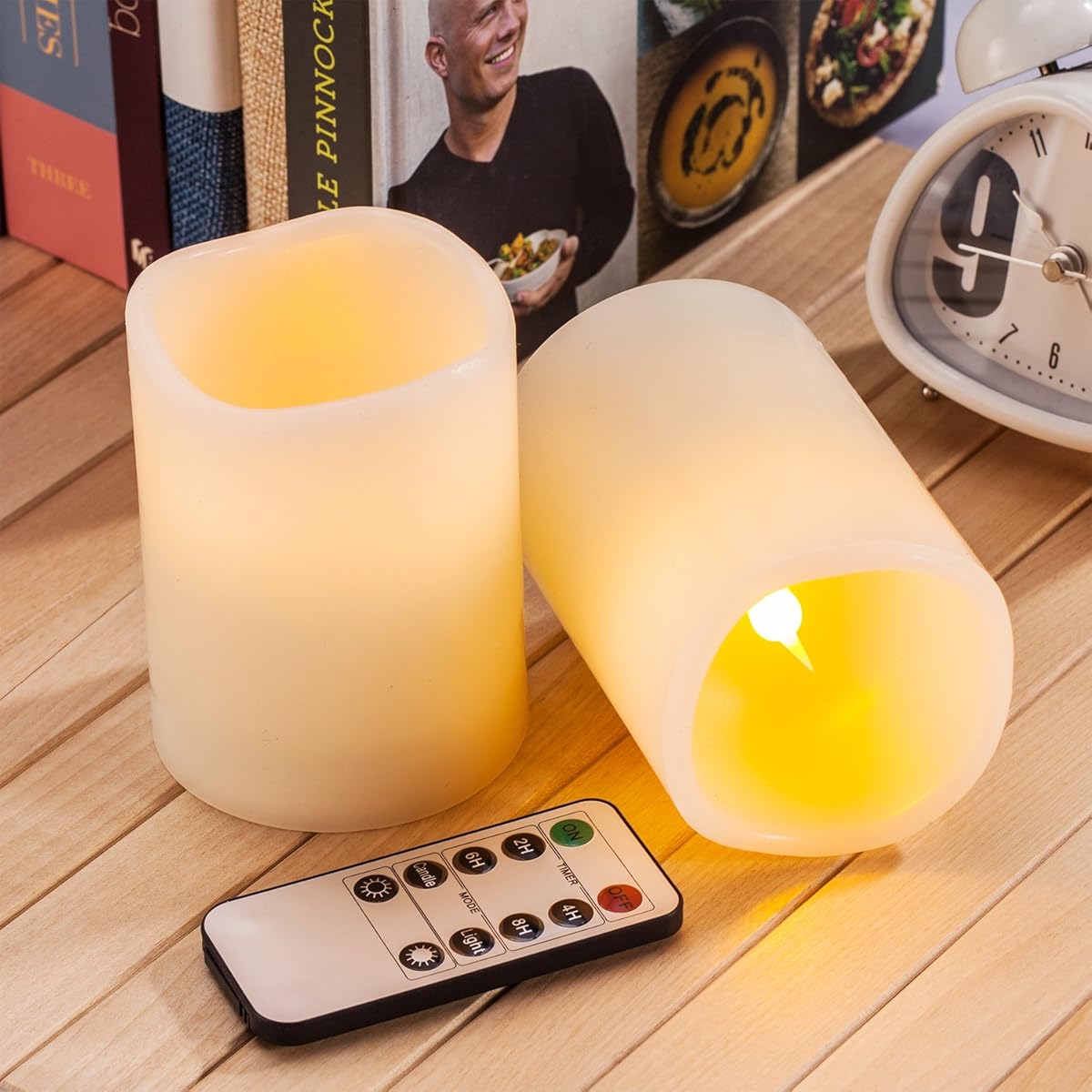 Enpornk Flameless Candles Battery Operated LED Pillar Real Wax