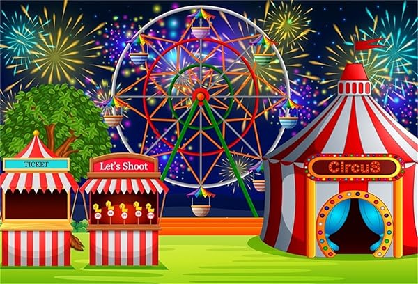 Aofoto 5x3ft Fairground Circus Tent Backdrop Cartoon Amusement