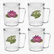 Frog & Lotus 18 oz Insulated Coffee Mug Set, Clear (Set of 4)