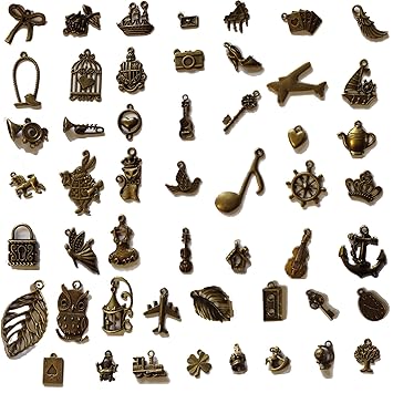 【クリックで詳細表示】Amazon.co.jp ｜ 金属 チャーム 不思議の国 セット アクセサリー パーツ アンティーク ゴールド 50種類 【 100 個 】 ｜ おもちゃ 通販