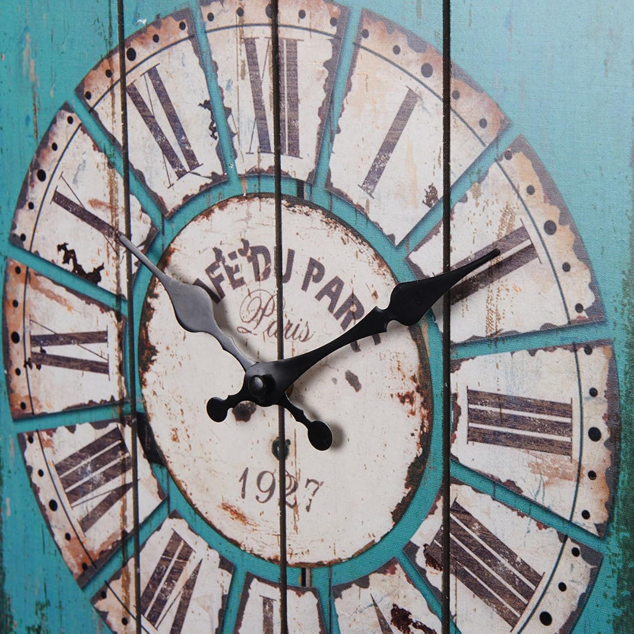 Aero Snail Vintage Retro Country Style Light Blue Wood Wall Clock Home