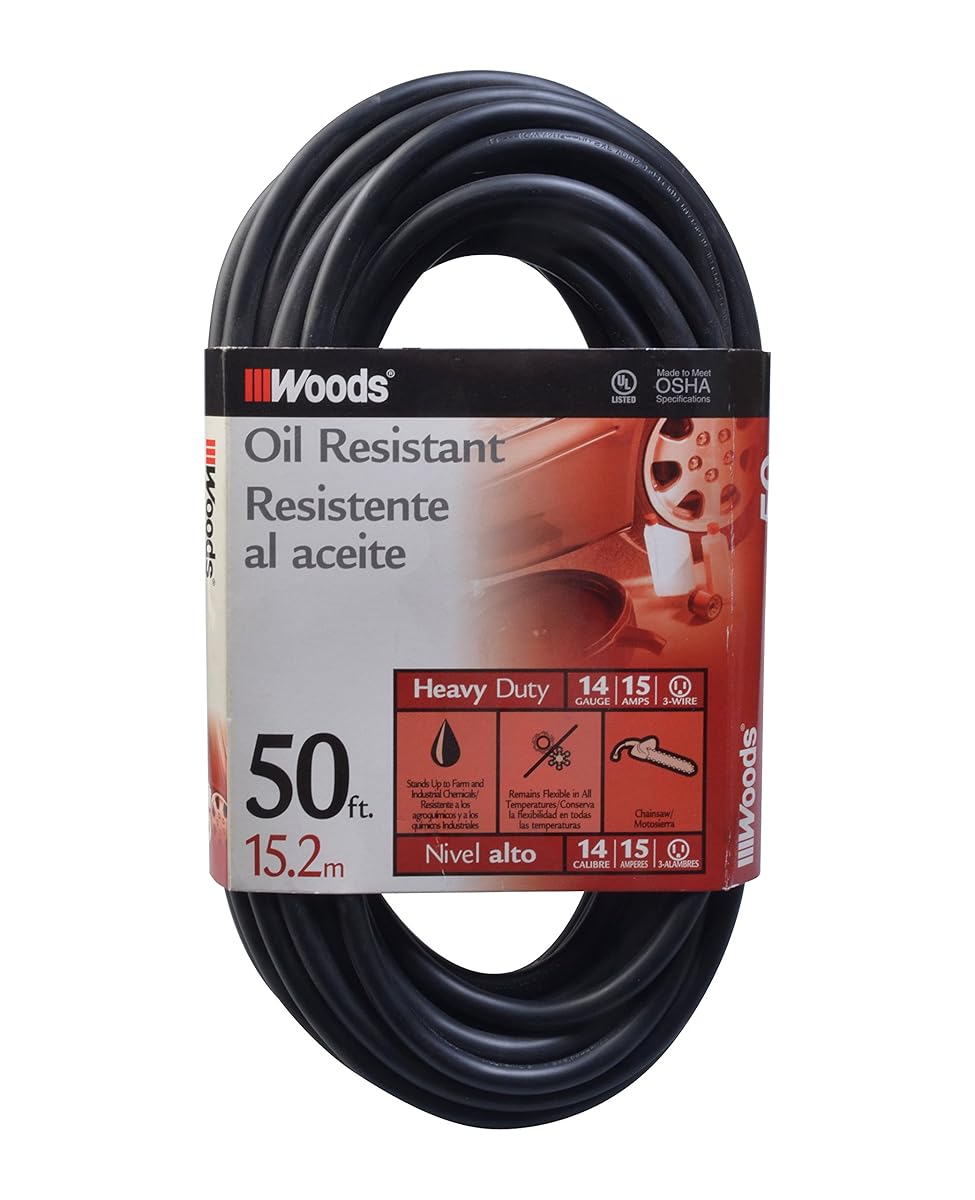 Woods Outdoor Extension Cord In Black For Farms And Ranches (50 Feet)