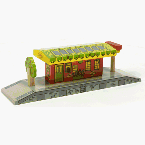 Childrens Toyshop  Toys : Wooden Train Track Accessories - Village Station (compatible with other leading brands) - Bigjigs Rail