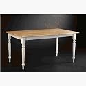 Farmhouse Style Wood Dining Table (White / Natural) (30"H x 36"W x 60"D)