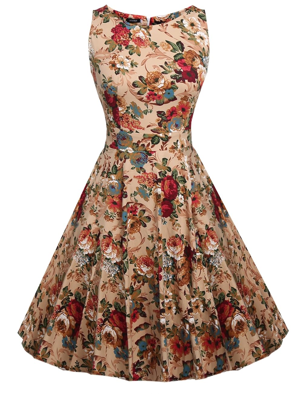 ARANEE Vintage Classy Floral Sleeveless Party Picnic Party Cocktail Dress