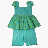 Young Colors turquoise/grn tub top/lettuce edge shorts